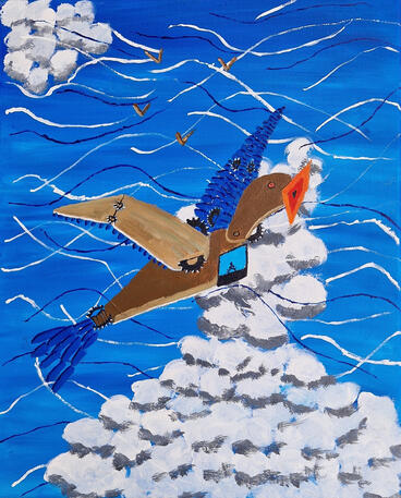 Mechanical bird acrylic surreal l.bertrand